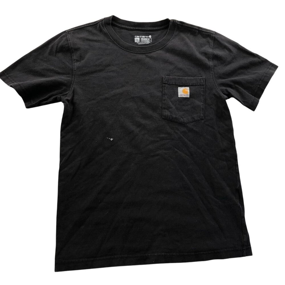 Carhartt Mens Work T-Shirt Small Black Relaxed Fit Workwear Pocket Tee Classic